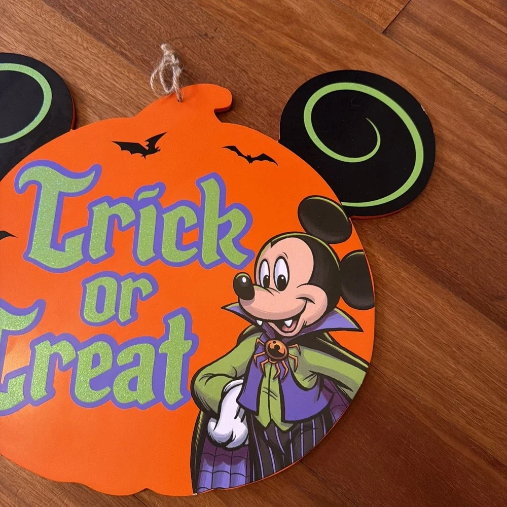 Disney Parks Halloween Vampire Mickey Mouse Sign Trick Or Treat Wooden 17